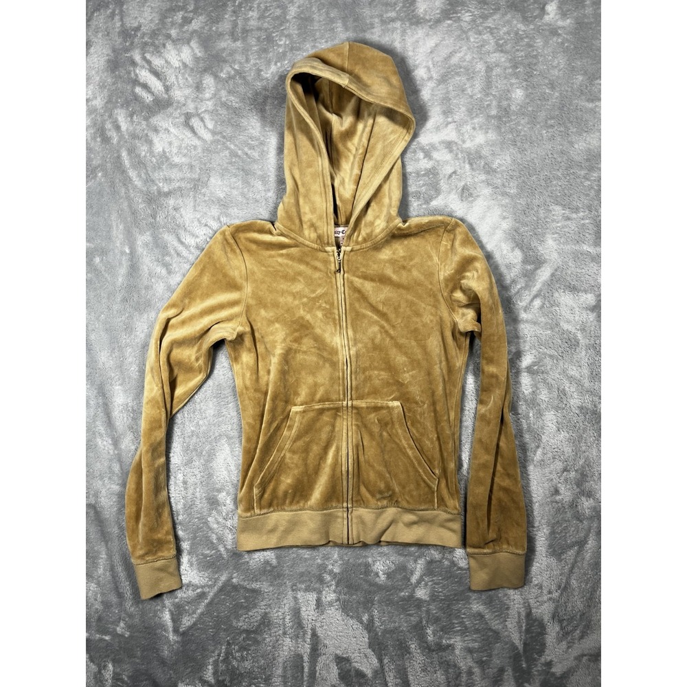 Auth JUICY COUTURE - Light Brown Orange Multi Women's Medium Hoodie Y2K Style